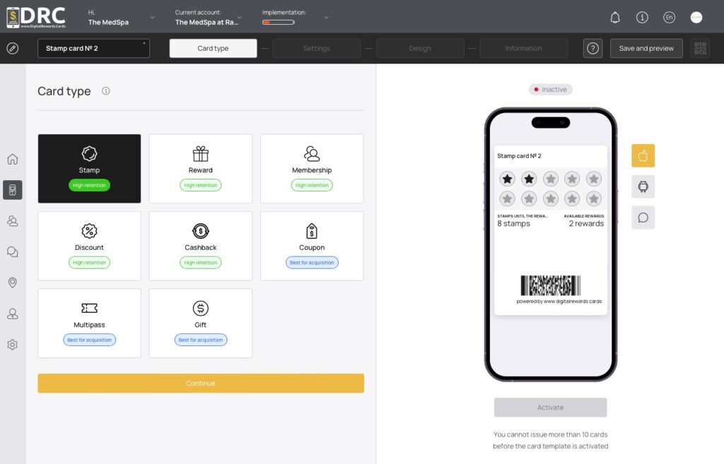 How to Create Cards 2 Digital Rewards Cards (DRC) - Choose Promo Type