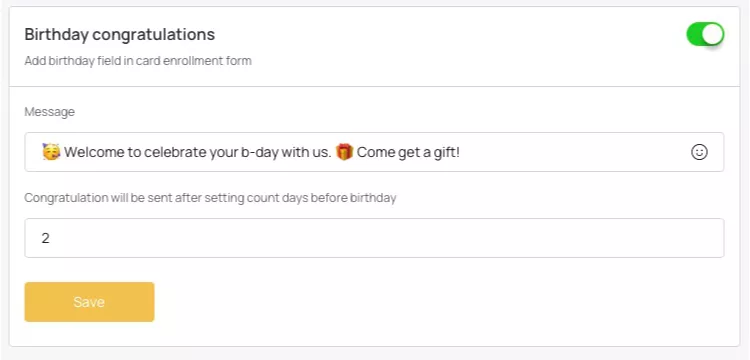 Digital Rewards Cards DRC - Automatic Push Types - birthdays