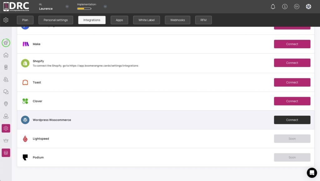 Digital Rewards Cards (DRC) - Woocommerce Integration