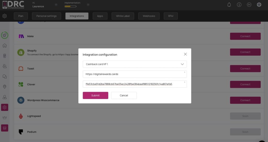 Digital Rewards Cards (DRC) - Woocommerce Integration