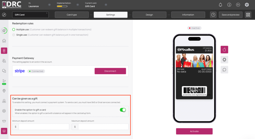 Sell Gift Cards - Digital Rewards Cards (DRC) - Customer Loyalty