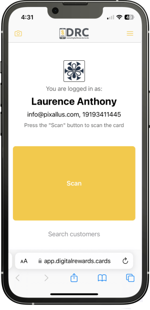 DRC Manager Screenshots - Scan, give points